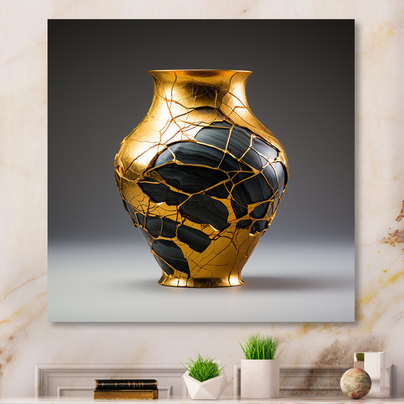 Mercer41 Japan Golden Kintsugi Pottery - Japan Art Metal Wall Art